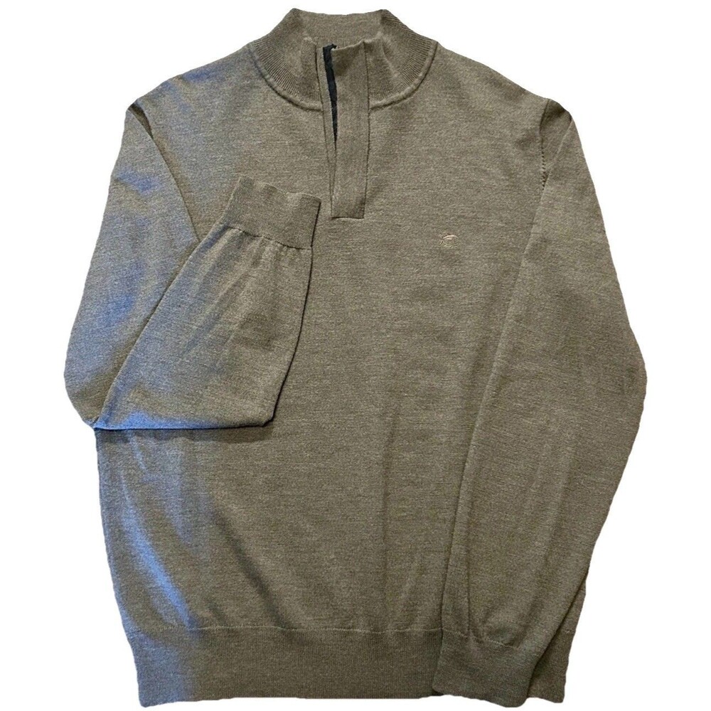 Southern Tide The Skipjack 1/4 Pullover Sweater Men’s Medium Merino Wool Brown